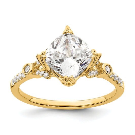 2.00ct. CZ Solid Real 14k Polish 2ct Cushion Engagement Dia Ring