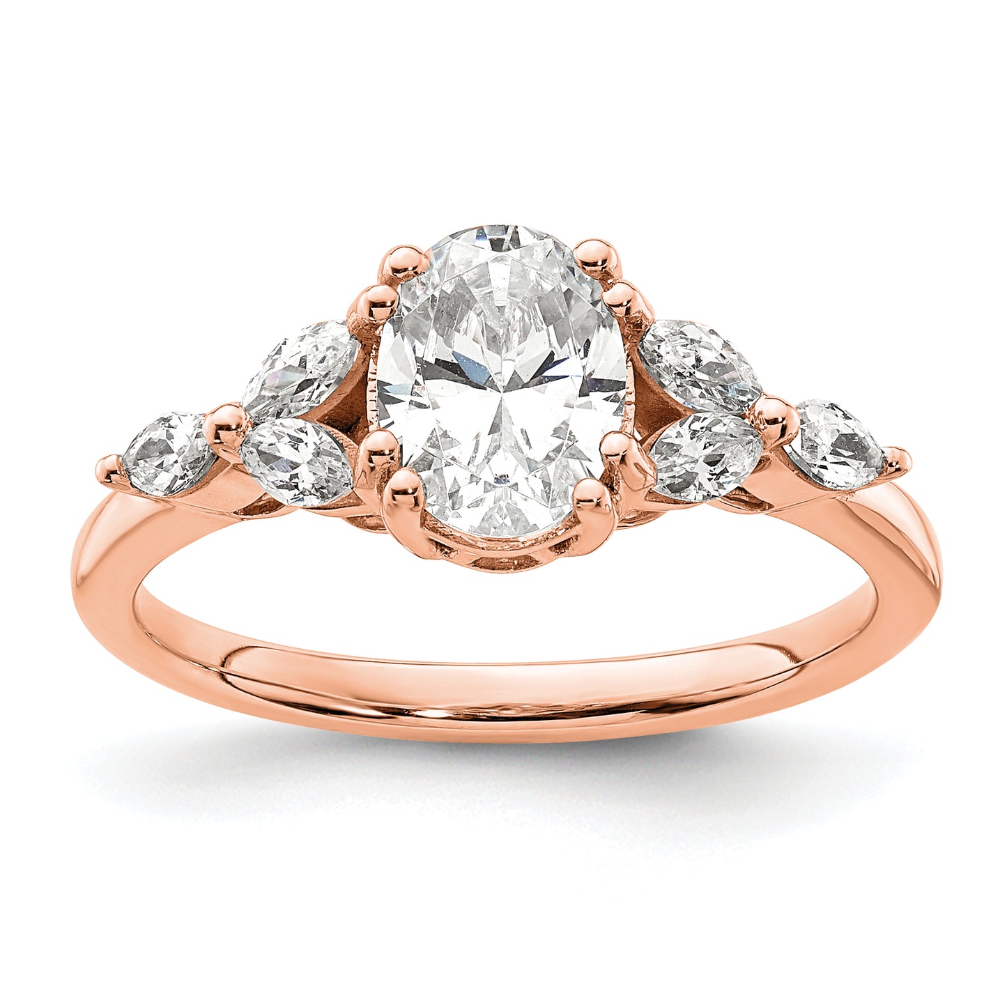 1.00ct. CZ Solid Real 14k Rose Polish 1ct Oval Engagement Dia Ring