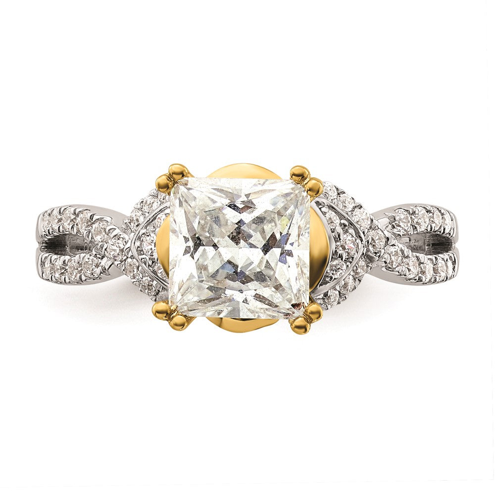 1.50ct. CZ Solid Real 14k Two-tone Polish 1 1/2ct Princess Engage Dia Ring