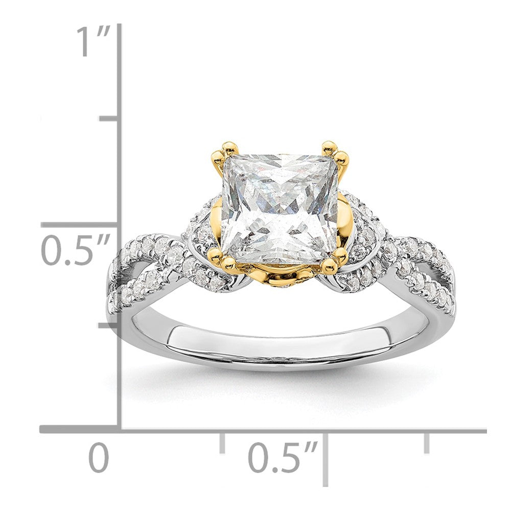 1.50ct. CZ Solid Real 14k Two-tone Polish 1 1/2ct Princess Engage Dia Ring