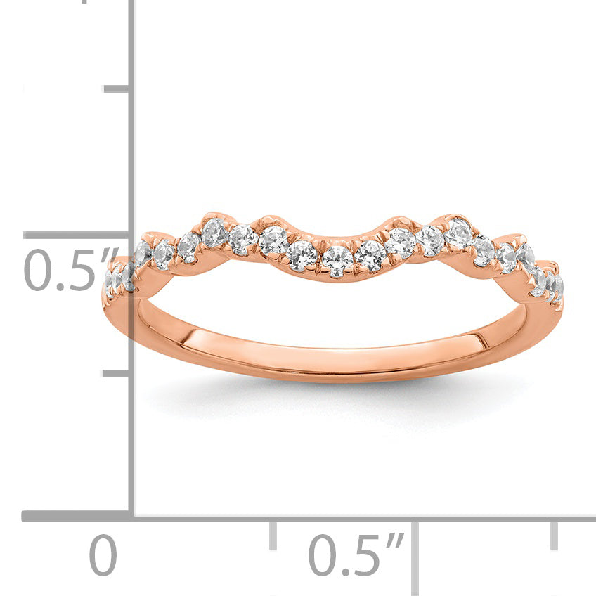 0.25ct. CZ Solid Real 14k Rose Polish Matching Wedding Wedding Band Ring