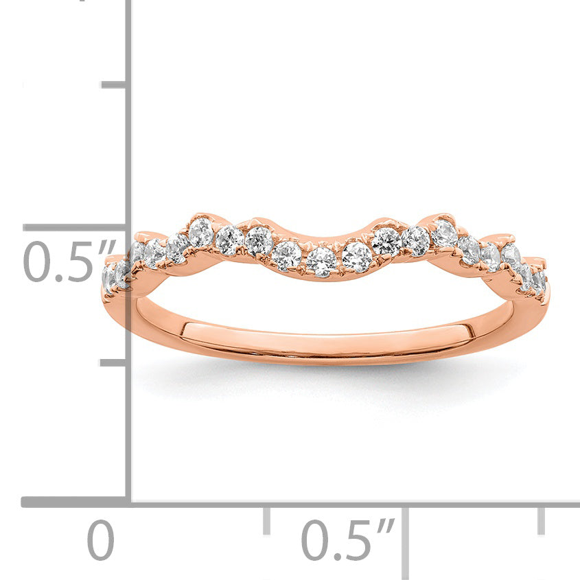 0.25ct. CZ Solid Real 14k Rose Polish Matching Wedding Wedding Band Ring