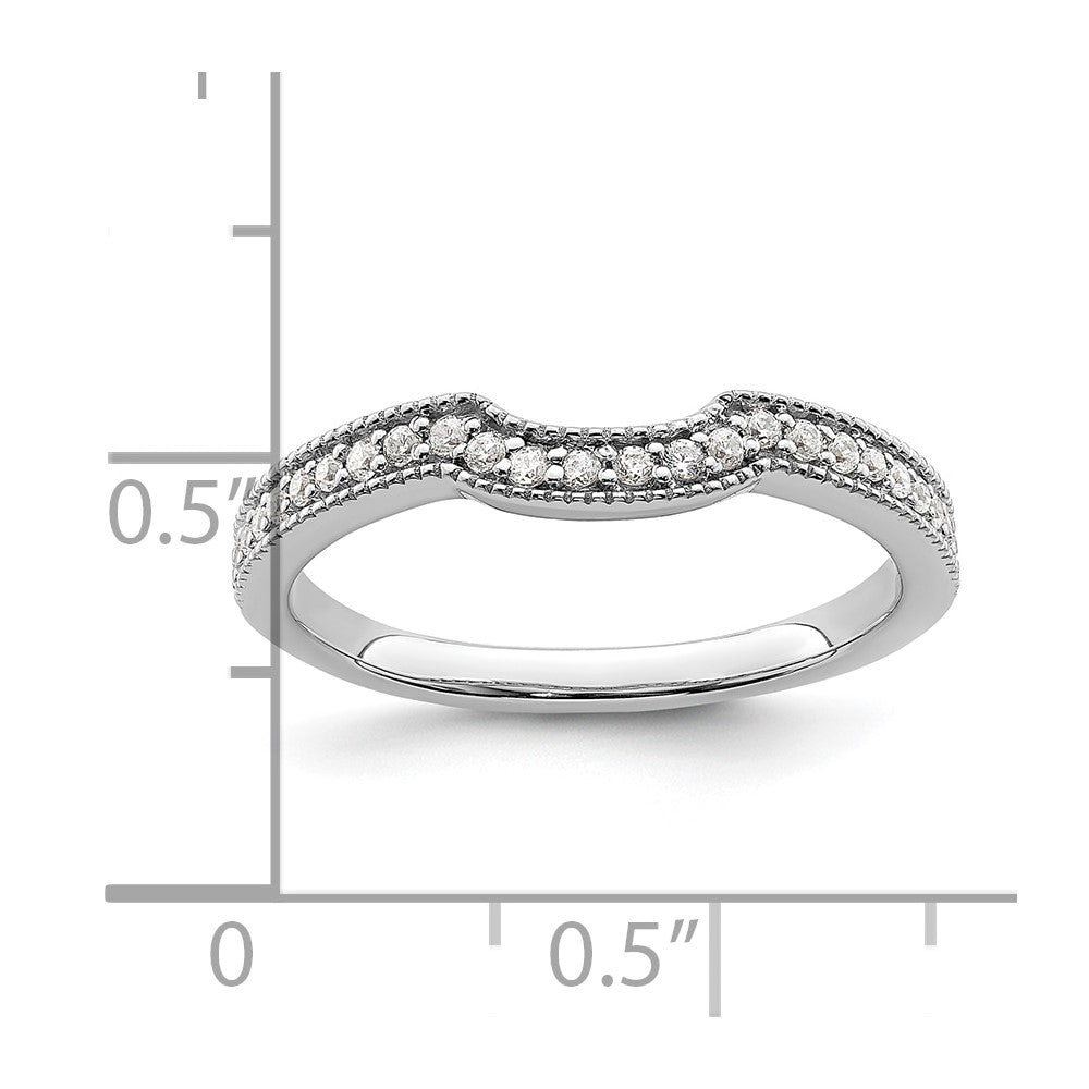 0.17ct. CZ Solid Real 14k White Polished Matching Wedding Wedding Band Ring