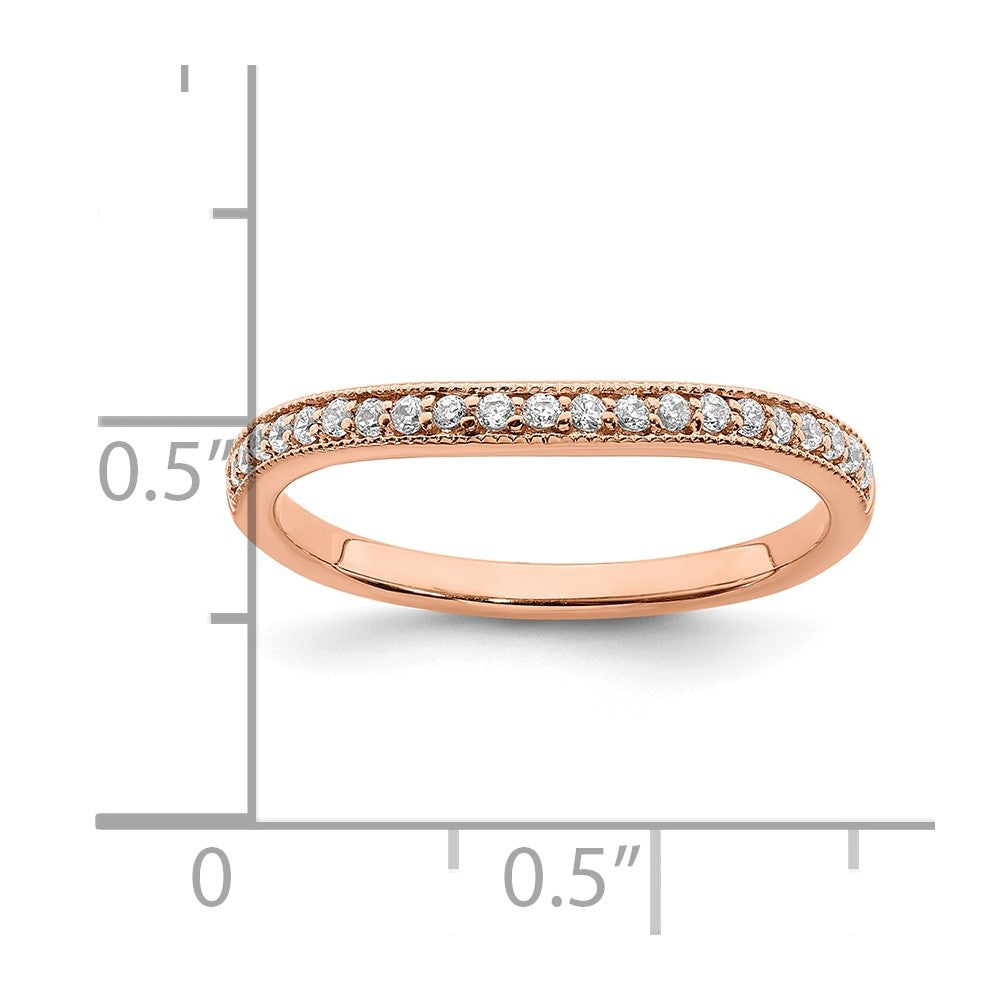 0.13ct. CZ Solid Real 14k Rose Polish Matching Wedding Wedding Band Ring