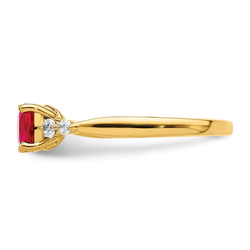 14k Gold Polished Ruby and Real Diamond Ring