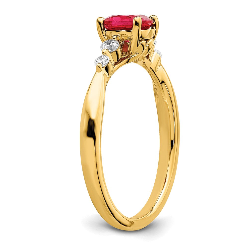 14k Gold Polished Ruby and Real Diamond Ring