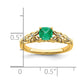 14k Gold Polished Emerald and Real Diamond Ring