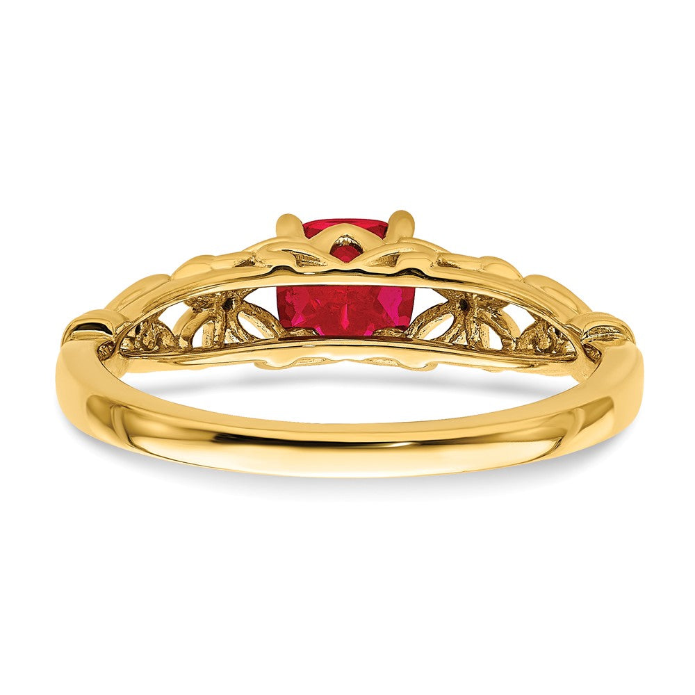 14k Gold Polished Ruby and Real Diamond Ring