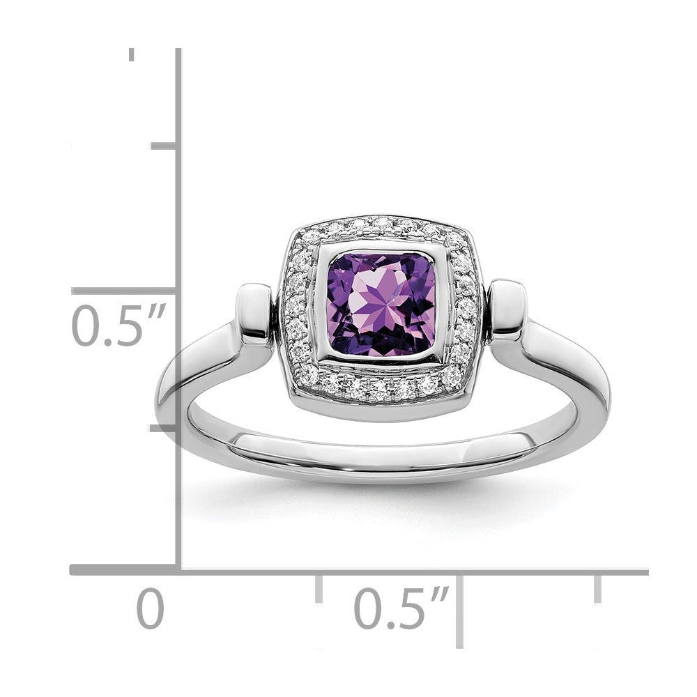 14k White Gold Polished Amethyst and Real Diamond Flip Ring