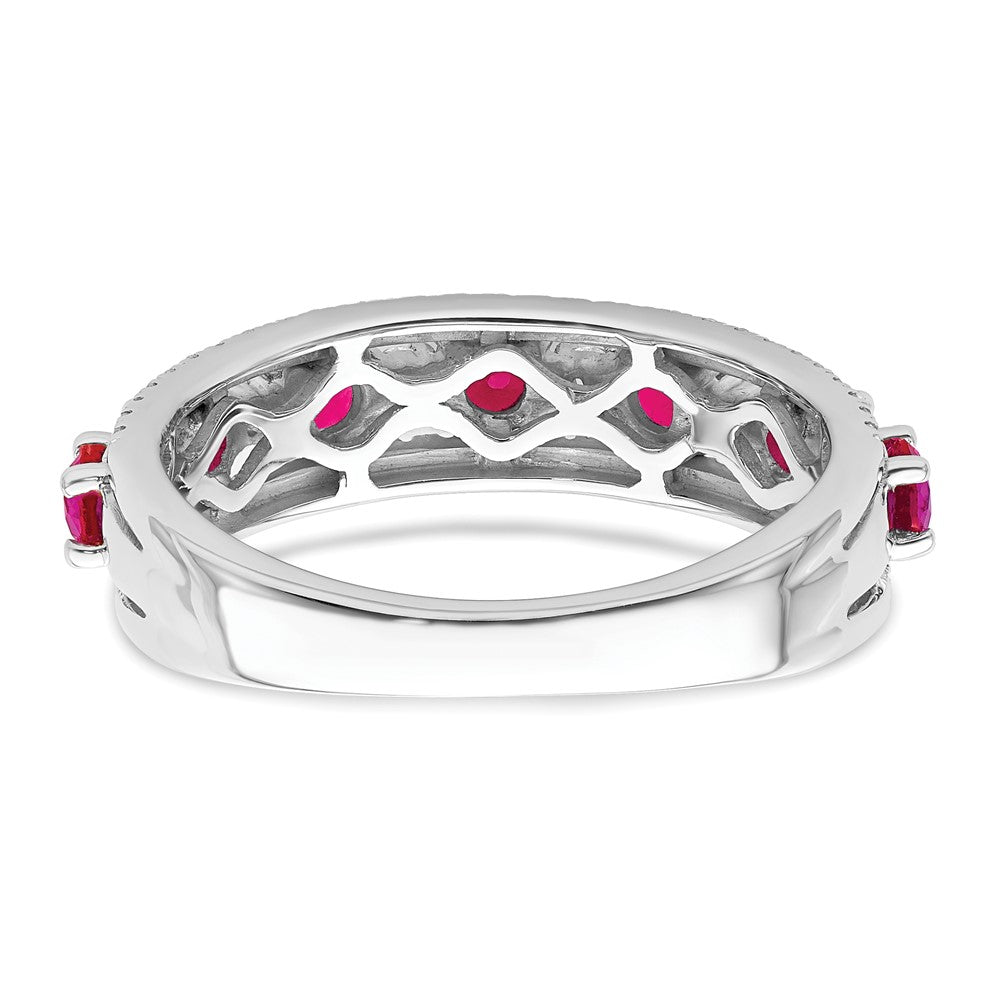 14k White Gold Polished Ruby and Real Diamond Ring