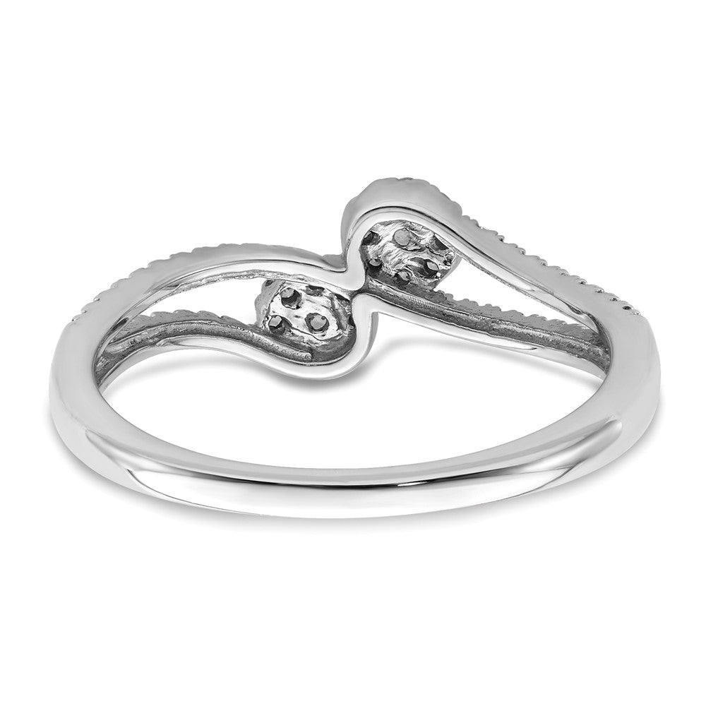 14k White Gold Polished Double Pave Circle ByPass Ring