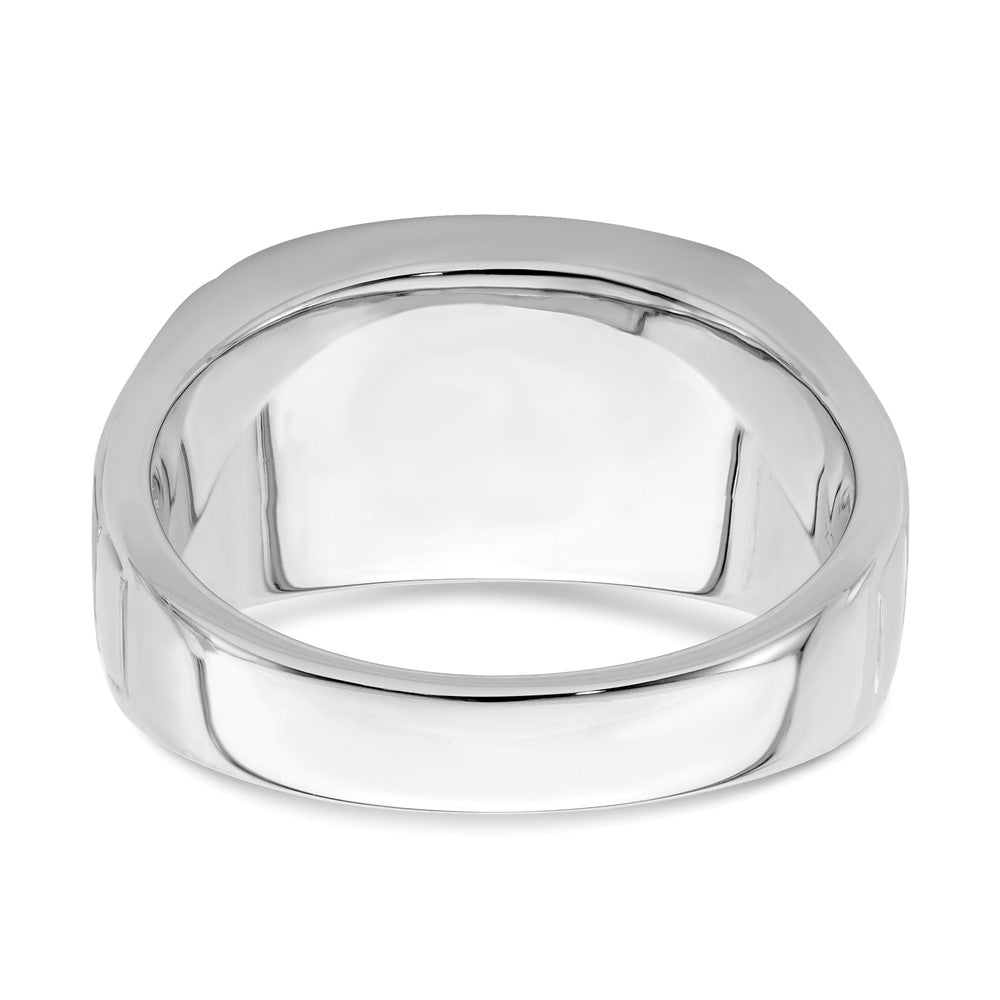 14k White Gold Polished & Satin Onyx & Real Diamond Mens Ring