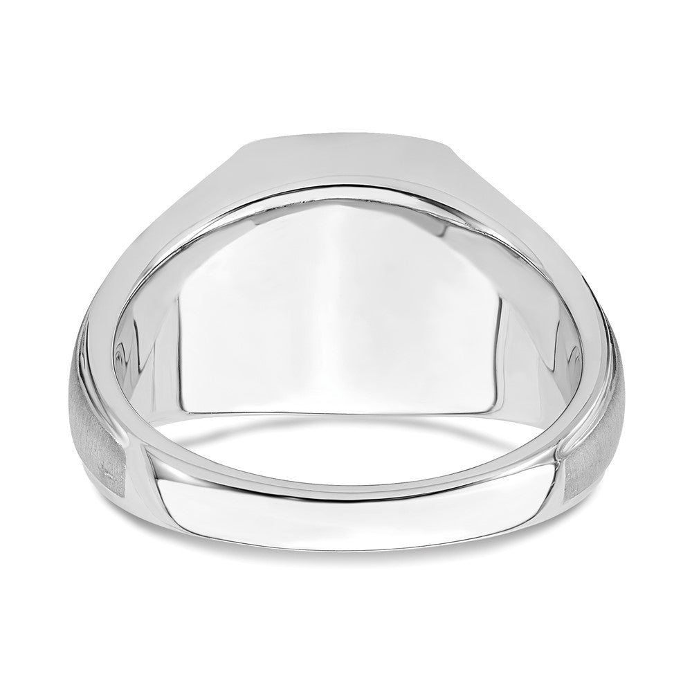 14k White Gold Polished & Satin Onyx & Real Diamond Mens Ring