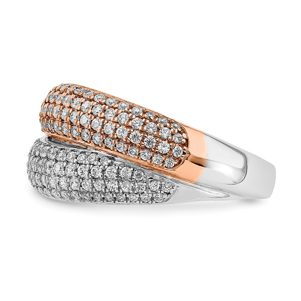 14k Two-Tone Gold Polished Pave Real Diamond Ring