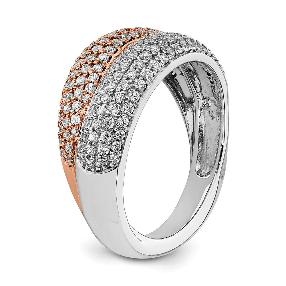 14k Two-Tone Gold Polished Pave Real Diamond Ring