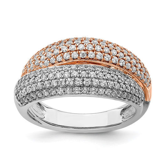 14k Two-Tone Gold Polished Pave Real Diamond Ring