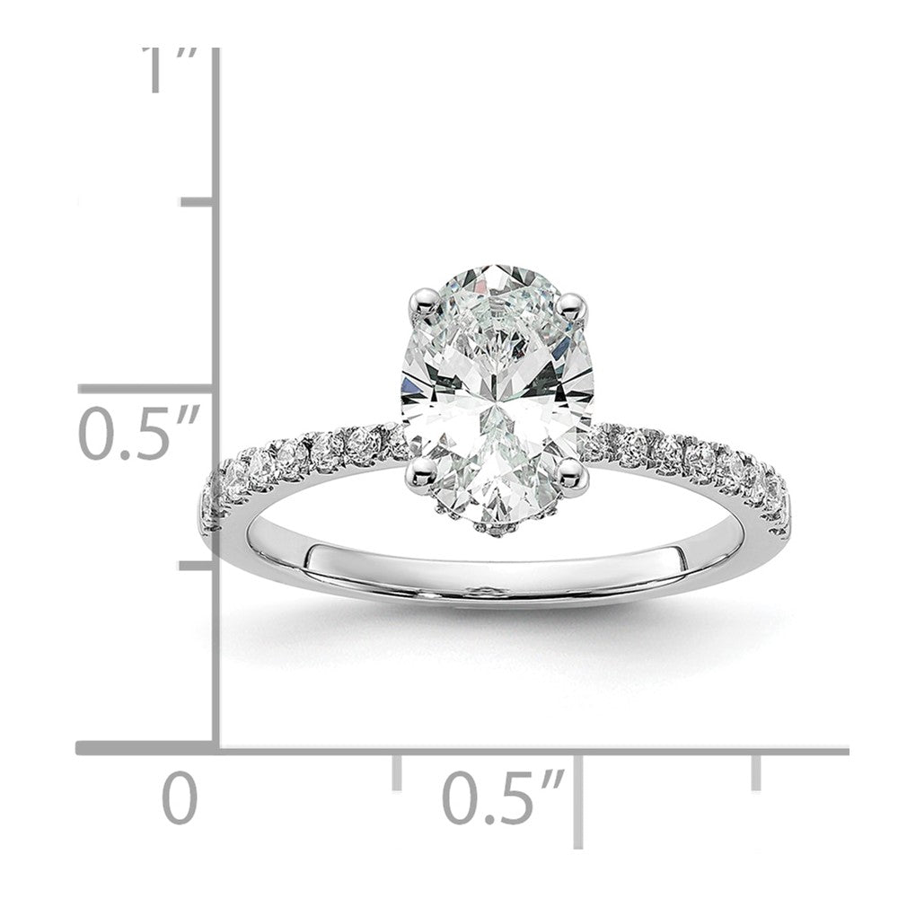 1.50ct. CZ Solid Real 14k White Polish Oval Engagement Ring