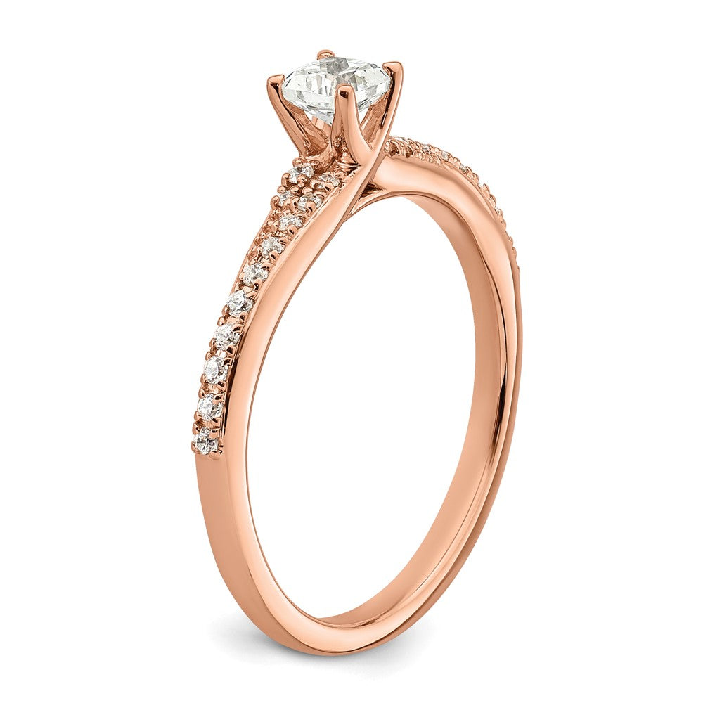 0.33ct. CZ Solid Real 14K Rose Gold Polish Complete Cushion Dia. Engagement Ring