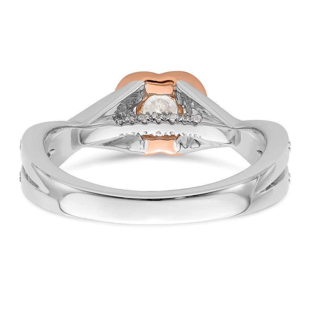 0.33ct. CZ Solid Real 14k White & Rose Gold Polish Complete Round Eng Ring