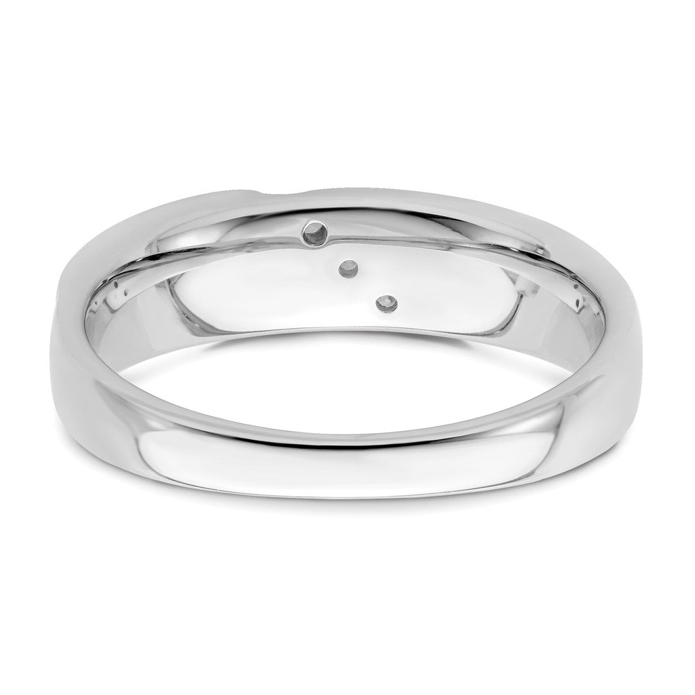 0.06ct. CZ Solid Real 14K White Gold Satin & Polished Men's Wedding Band Ring