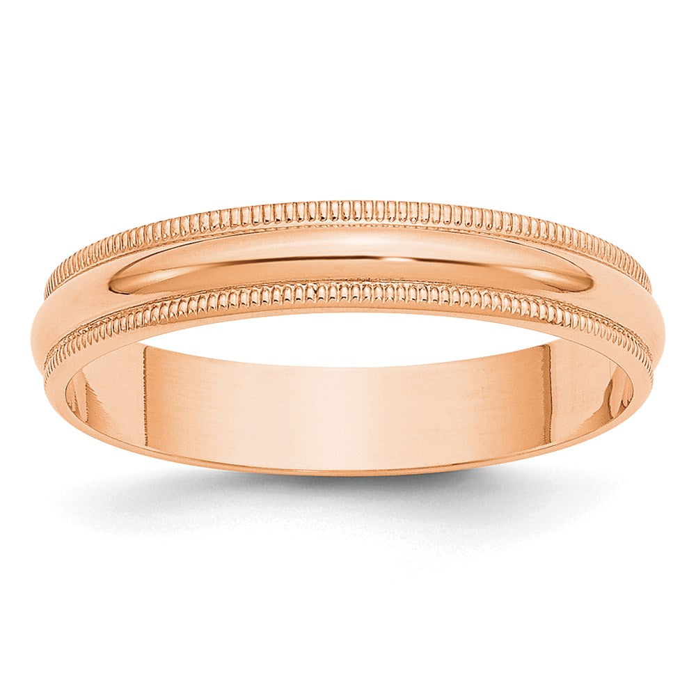 Solid 18K Yellow Gold Rose Gold 4mm Light Weight Milgrain Half Round Men's/Women's Wedding Band Ring Size 13