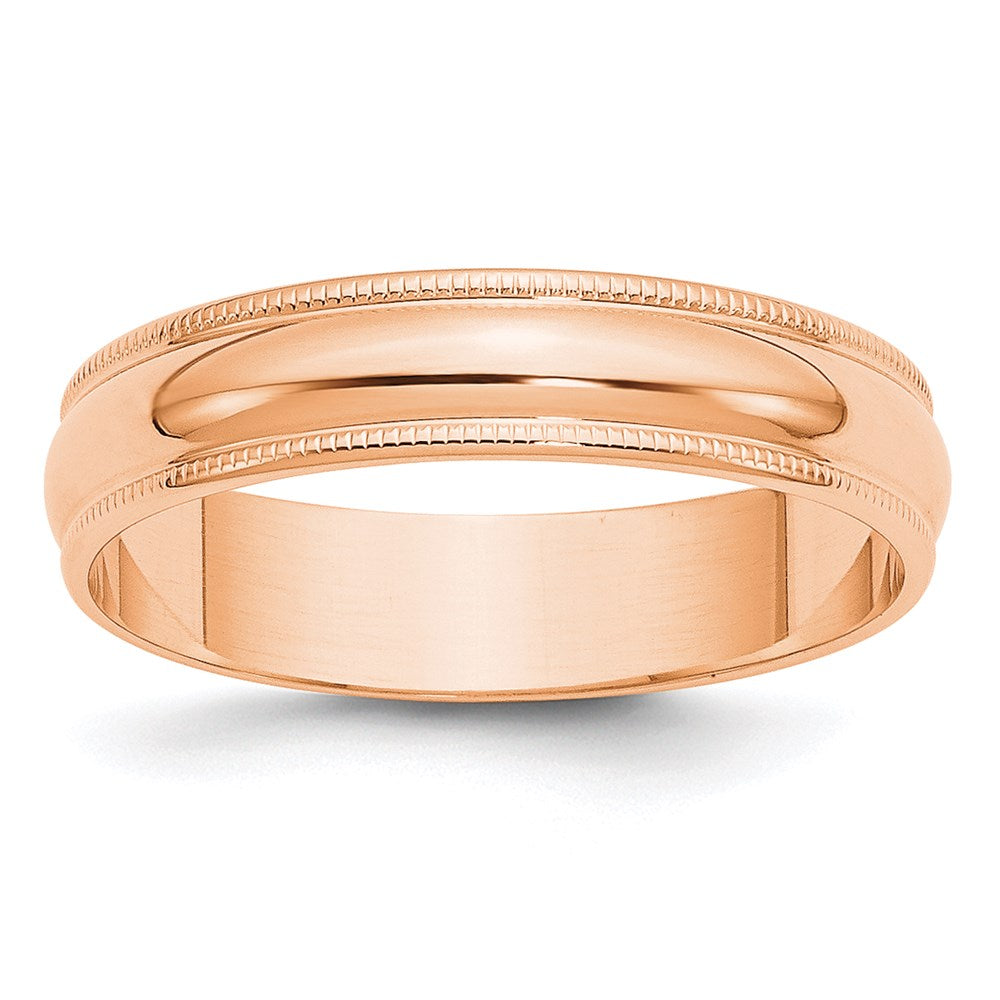 Solid 14K Yellow Gold Rose Gold 5mm Light Weight Milgrain Half Round Men's/Women's Wedding Band Ring Size 5.5