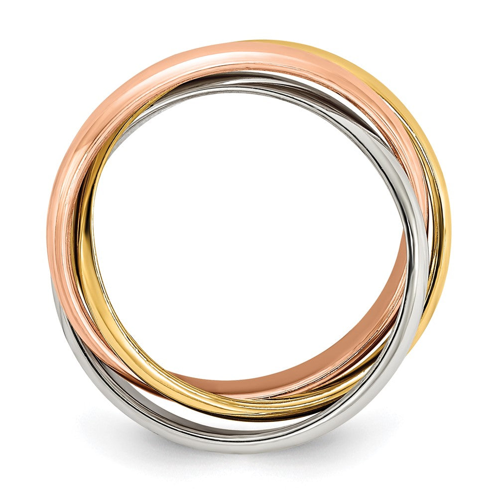 14k tri color gold polished rolling ring rr3 4