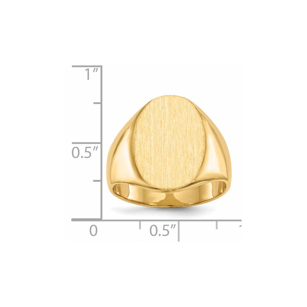 14K Yellow Gold 18.0x14.0mm Closed Back Men's Signet Ring