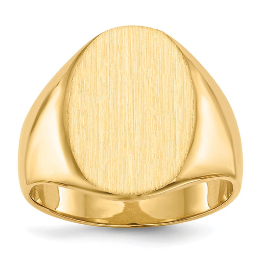 14K Yellow Gold 18.0x14.0mm Closed Back Men's Signet Ring