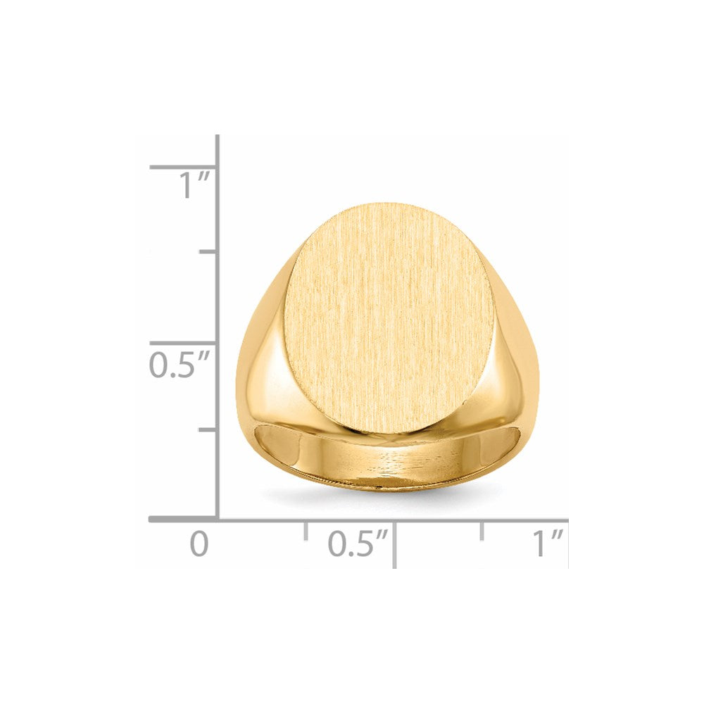 14K Yellow Gold 15.5x19.0mm Closed Back Mens Signet Ring