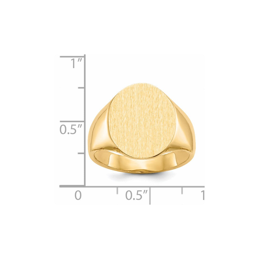 14K Yellow Gold 18.0x14.0mm Open Back Mens Signet Ring