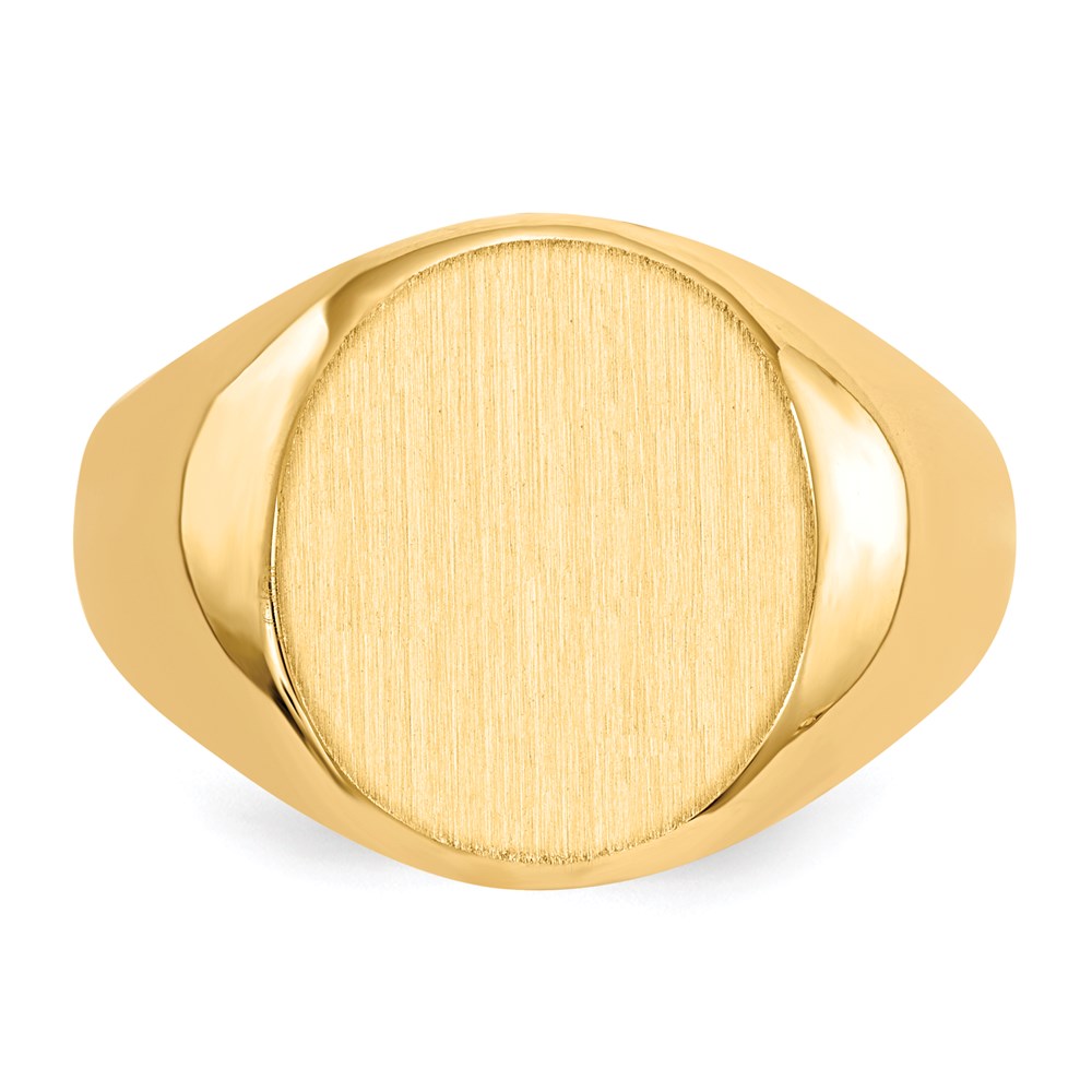 14K Yellow Gold 15.5x13.5mm Closed Back Men's Signet Ring