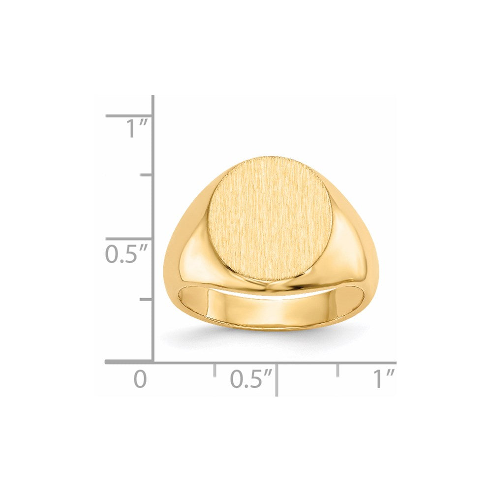 14K Yellow Gold 15.5x13.5mm Closed Back Men's Signet Ring