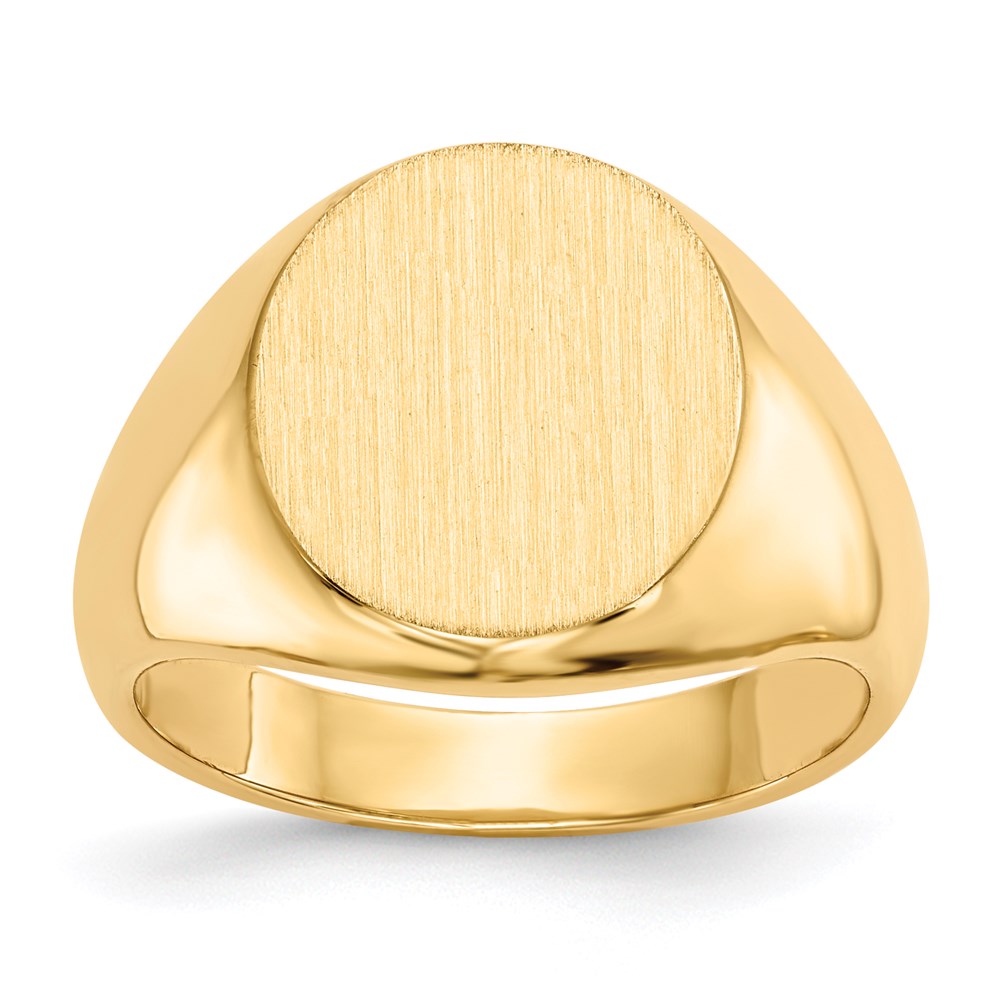 14K Yellow Gold 15.5x13.5mm Closed Back Men's Signet Ring