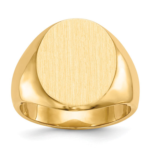 14K Yellow Gold 17.5x14.5mm Closed Back Men's Signet Ring