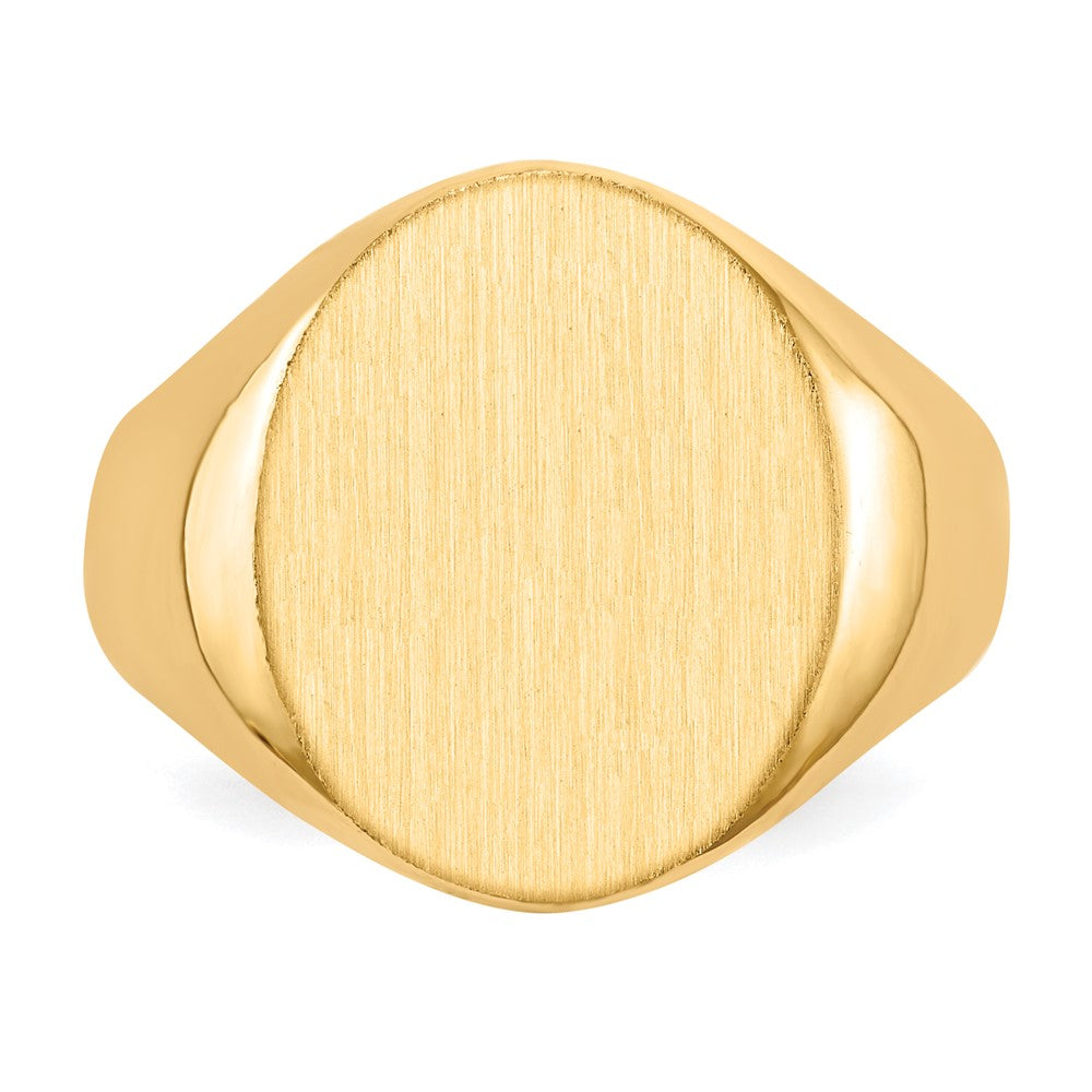 14K Yellow Gold 17.5x14.0mm Closed Back Men's Signet Ring