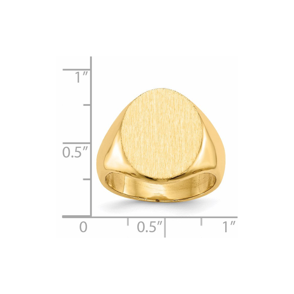 14K Yellow Gold 17.5x14.0mm Closed Back Men's Signet Ring