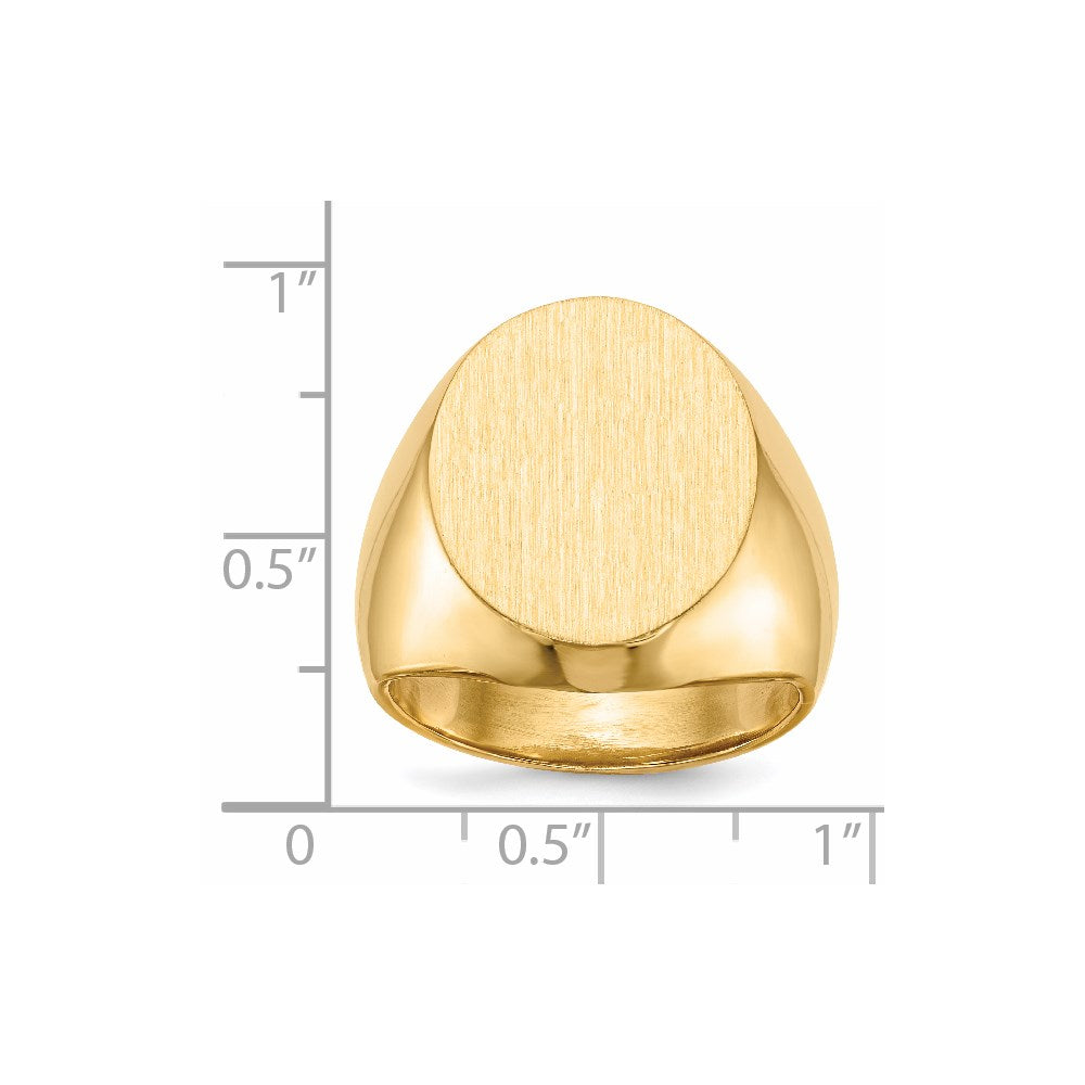 14K Yellow Gold 18.5x14.5mm Closed Back Men's Signet Ring