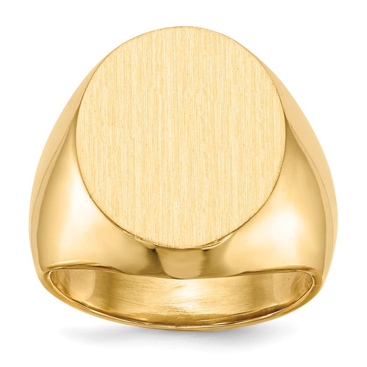 14K Yellow Gold 18.5x14.5mm Closed Back Men's Signet Ring