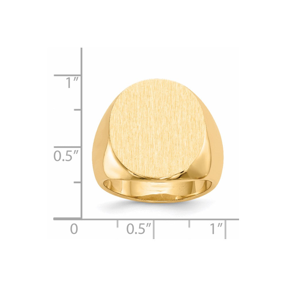 14K Yellow Gold 19.5x17.5mm Closed Back Men's Signet Ring