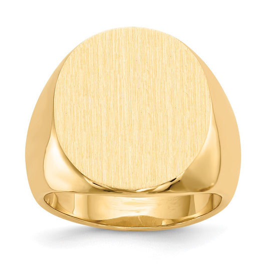 14K Yellow Gold 19.5x17.5mm Closed Back Men's Signet Ring