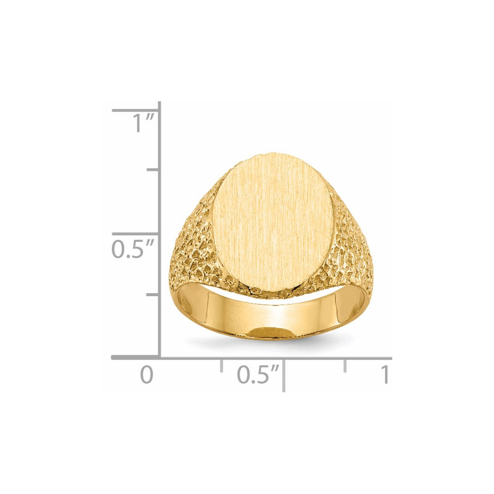 14K Yellow Gold 17.0x13.0mm Closed Back Men's Signet Ring