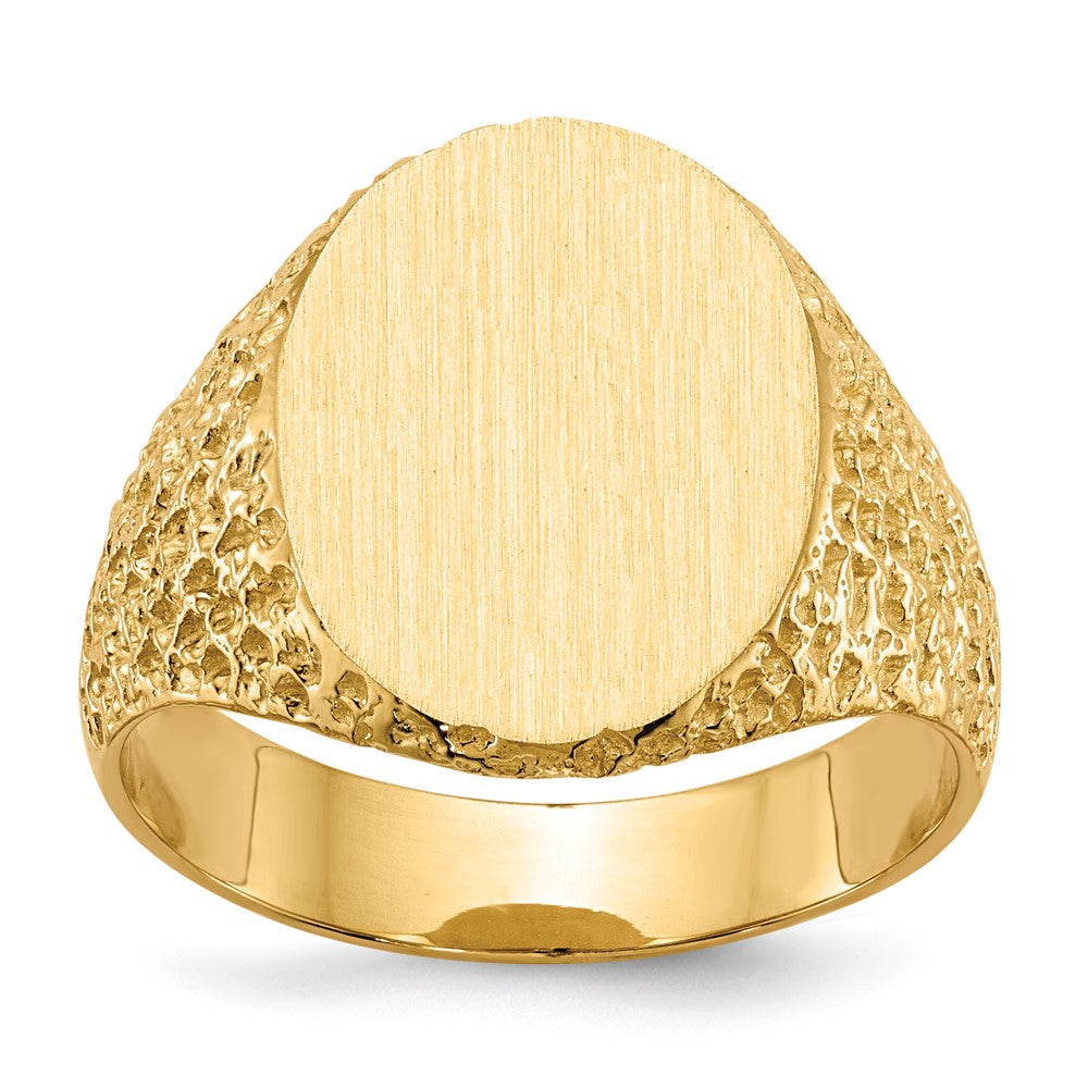 14K Yellow Gold 17.0x13.0mm Closed Back Men's Signet Ring