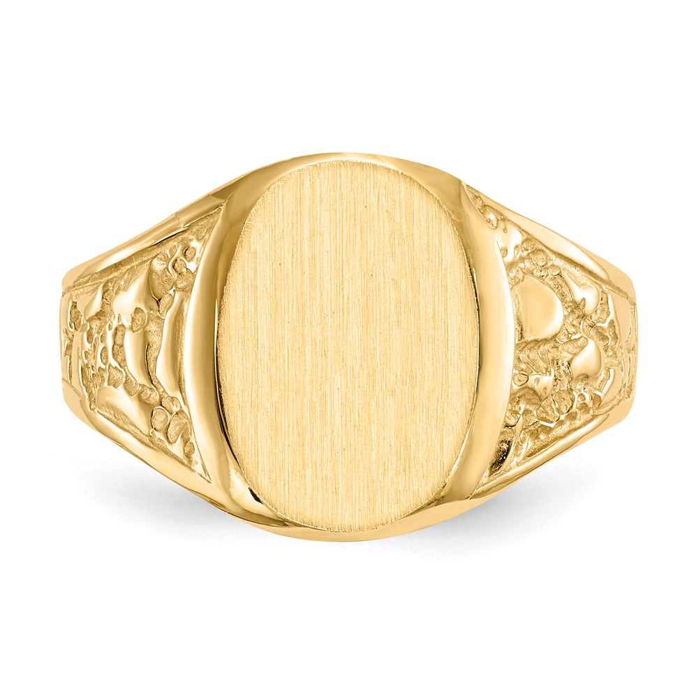 14K Yellow Gold 14.5x11.0mm Closed Back Men's Signet Ring