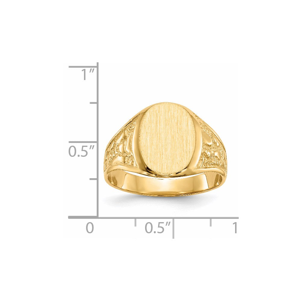 14K Yellow Gold 14.5x11.0mm Closed Back Men's Signet Ring