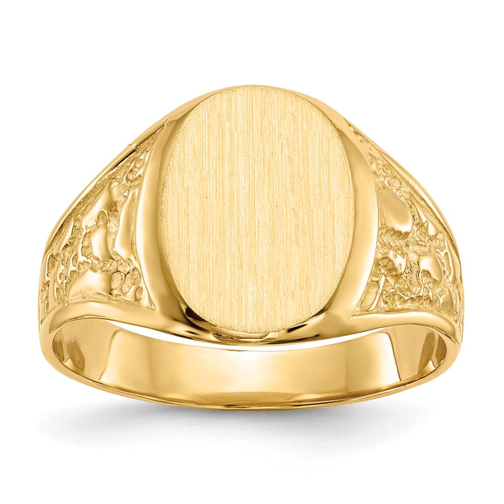 14K Yellow Gold 14.5x11.0mm Closed Back Men's Signet Ring