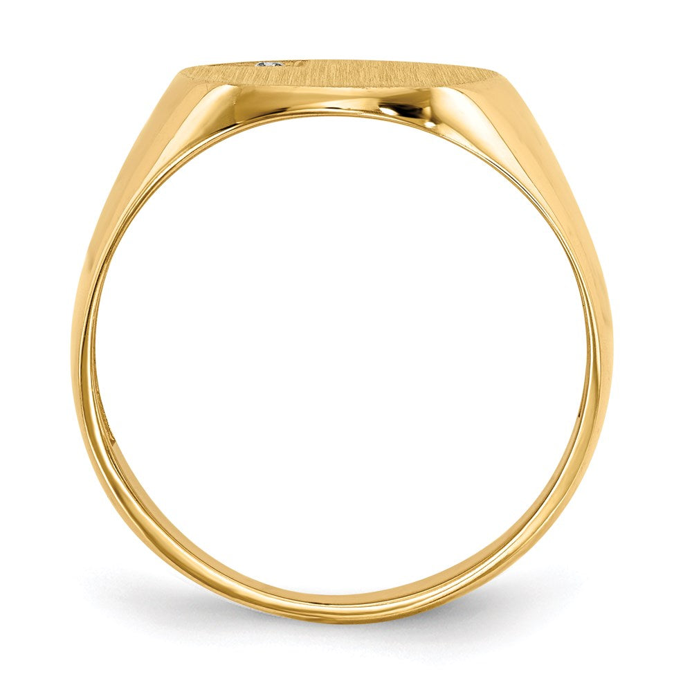 14K Yellow Gold 17.0x13.0mm Open Back AAA Real Diamond Men's Signet Ring