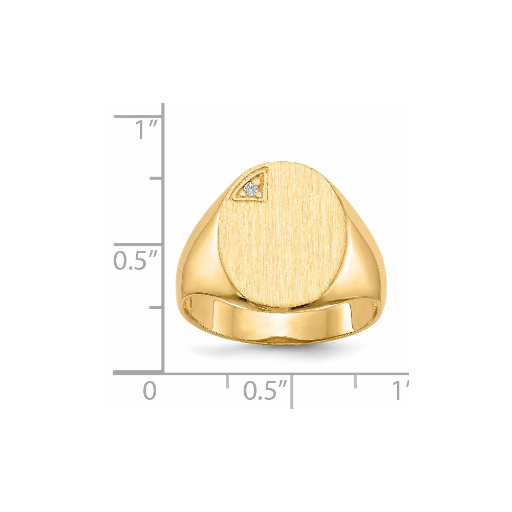 14K Yellow Gold 17.0x13.0mm Open Back AA Real Diamond Men's Signet Ring