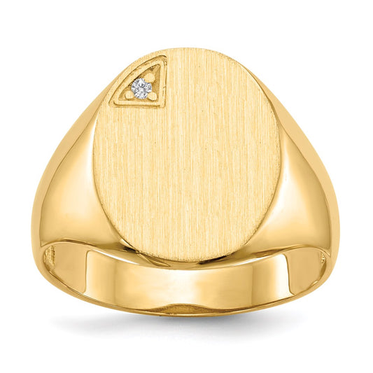 14K Yellow Gold 17.0x13.0mm Open Back AA Real Diamond Men's Signet Ring