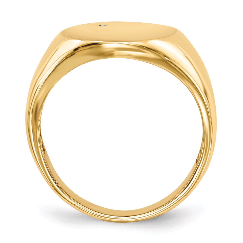 14K Yellow Gold 17.0x15.0mm Open Back A Real Diamond Men's Signet Ring